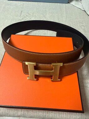 Hermes  H Buckle Leather Belt - SIZE 90